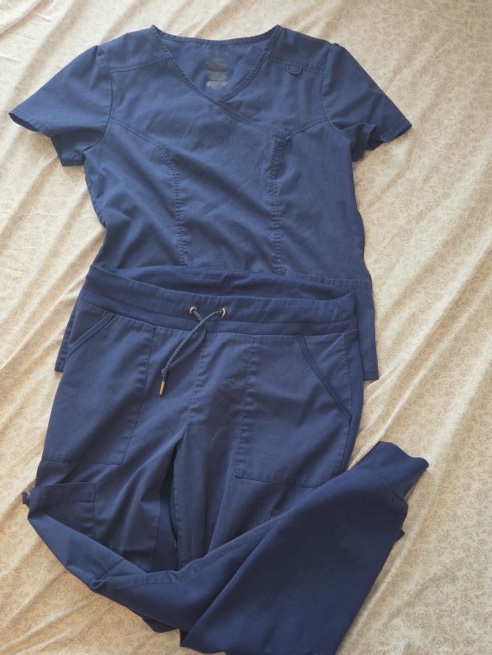 Jaanuu Navy Scrub Top and Jogger Pants Set